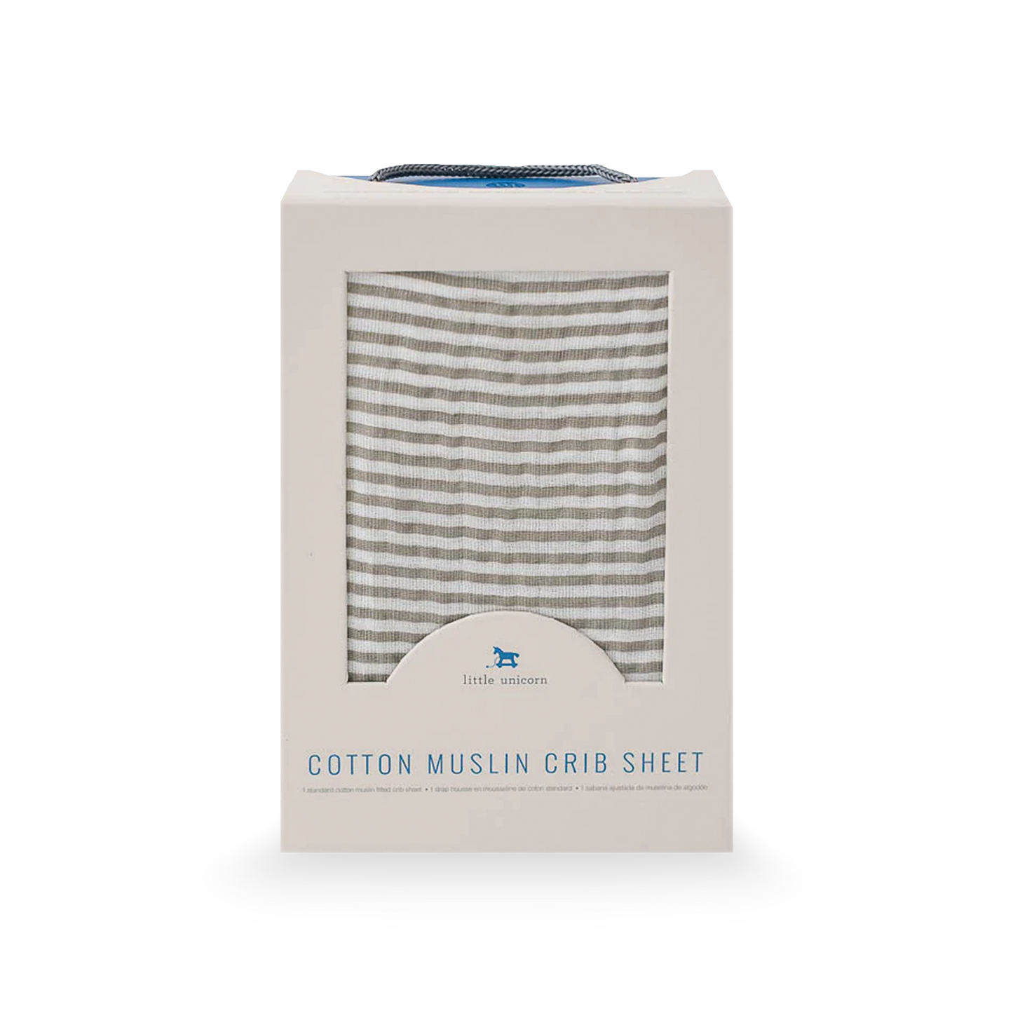 Cotton Muslin Crib Sheet - Grey Stripe