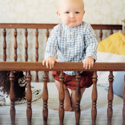 Cotton Muslin Crib Sheet - Grey Stripe