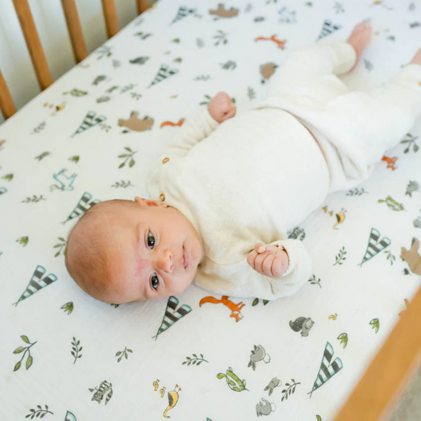 Cotton Muslin Crib Sheet - Forest Friends