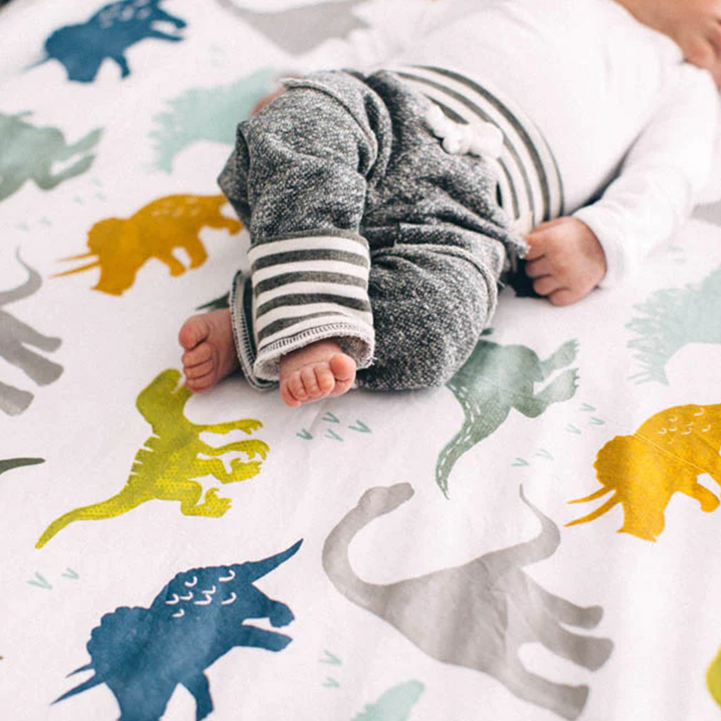 Cotton Muslin Crib Sheet - Dino Friends