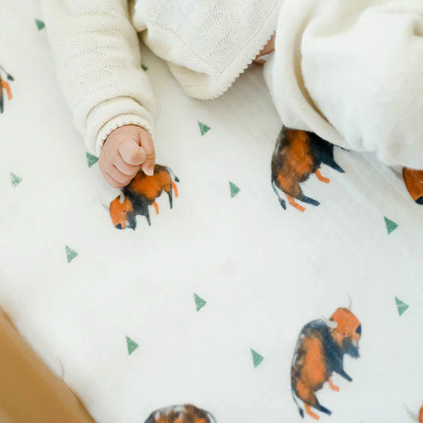 Cotton Muslin Crib Sheet - Bison