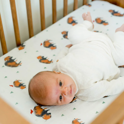 Cotton Muslin Crib Sheet - Bison