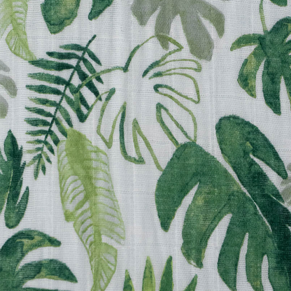 Cotton Muslin Crib Sheet - Tropical Leaf