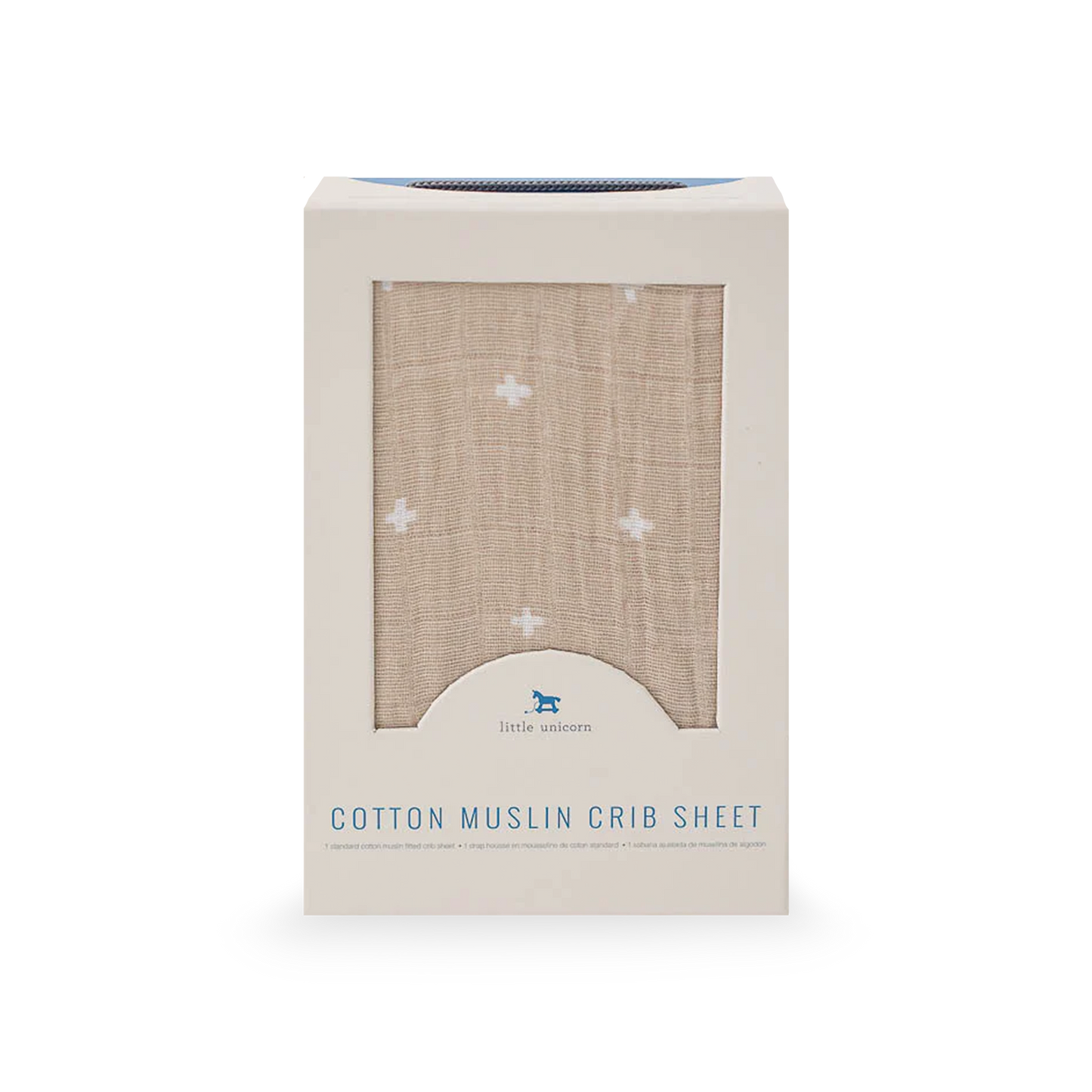 Cotton Muslin Crib Sheet - Taupe Cross