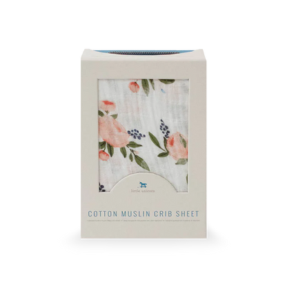 Cotton Muslin Crib Sheet - Watercolor Roses