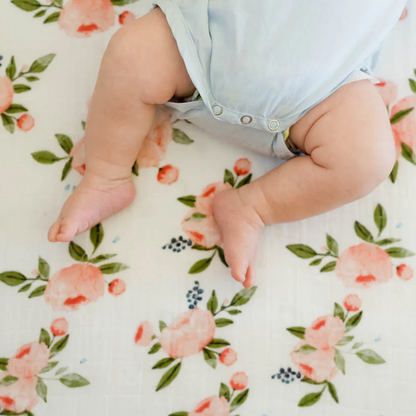 Cotton Muslin Crib Sheet - Watercolor Roses