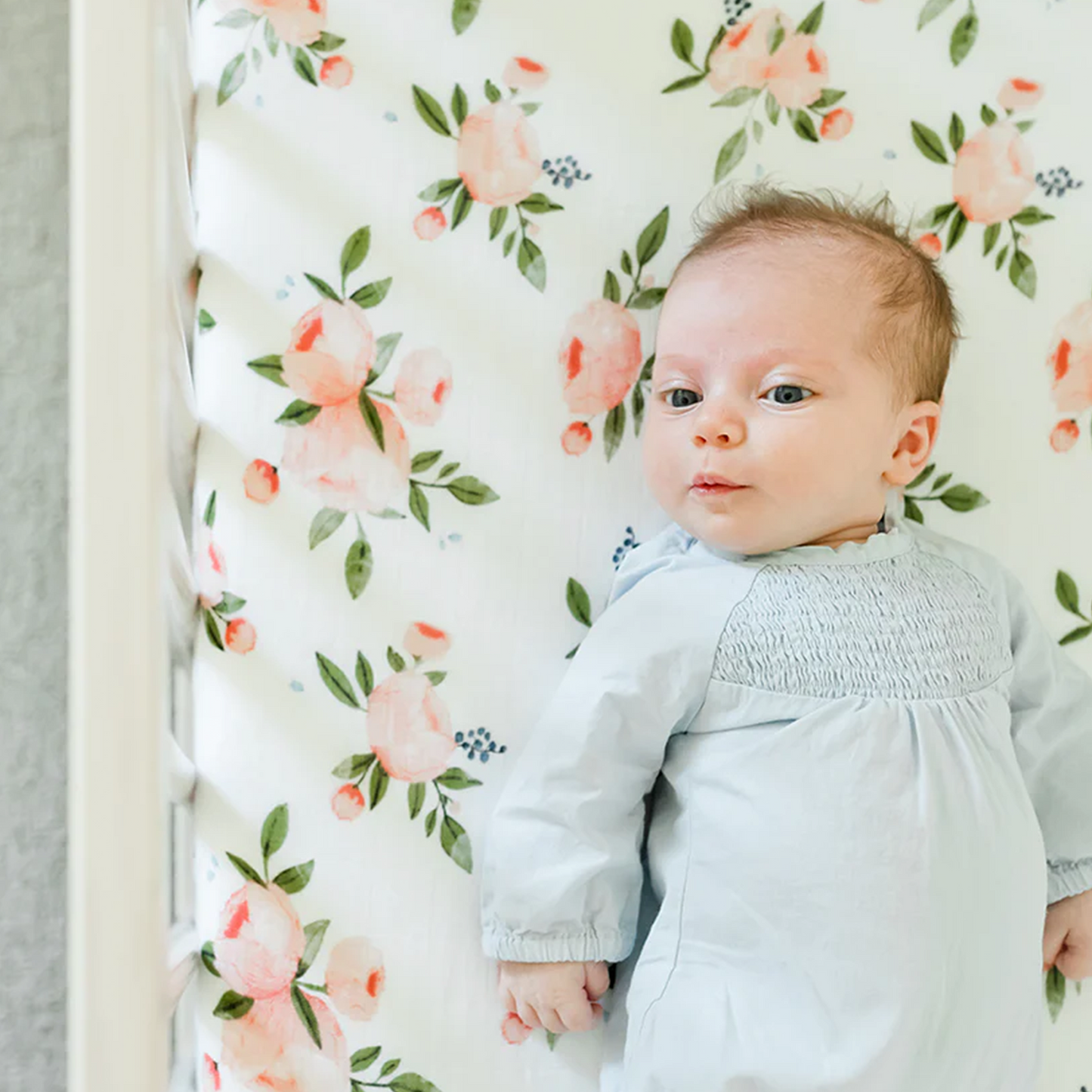 Cotton Muslin Crib Sheet - Watercolor Roses