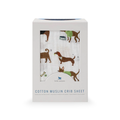 Cotton Muslin Crib Sheet - Woof