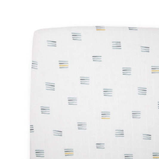 Cotton Muslin Crib Sheet - Blue Stacks