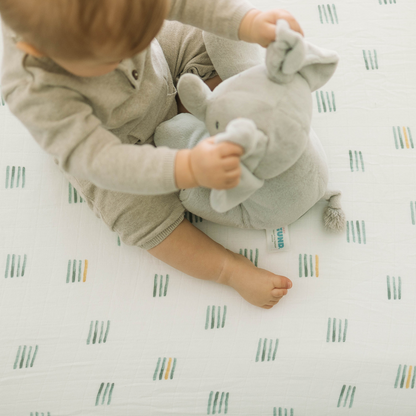 Cotton Muslin Crib Sheet - Blue Stacks