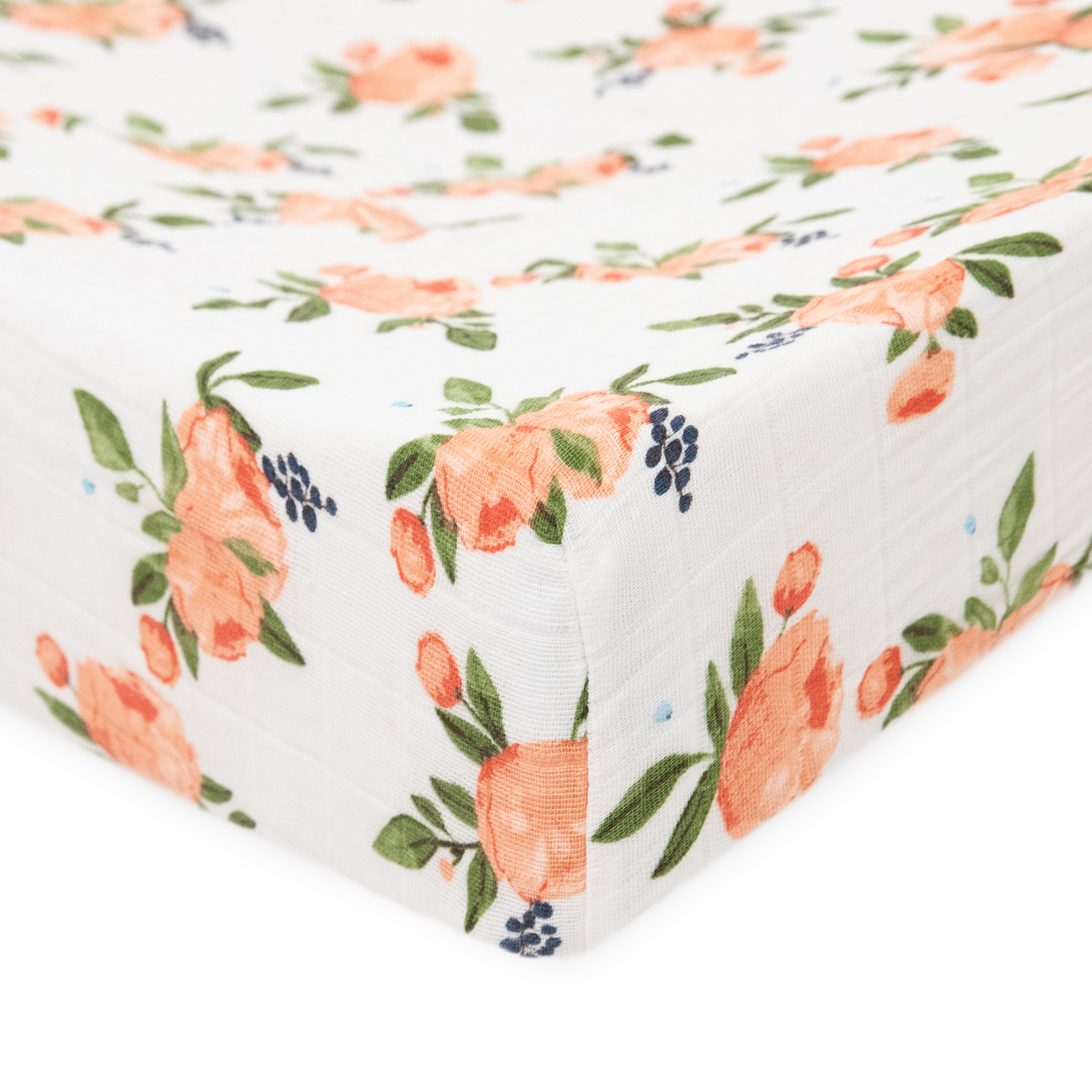 Cotton Muslin Changing Pad Cover - Watercolor Roses