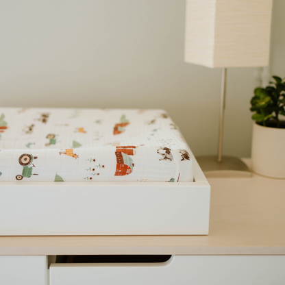 Cotton Muslin Changing Pad Cover - Farmyard