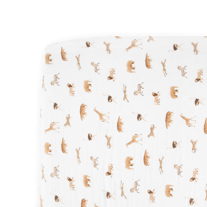 Organic Cotton Muslin Crib Sheet - Animal Crackers