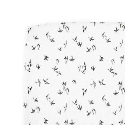 Organic Cotton Muslin Crib Sheet - Swallows