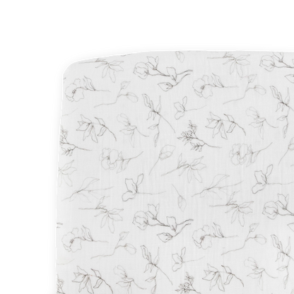 Organic Cotton Muslin Crib Sheet - Pencil Floral