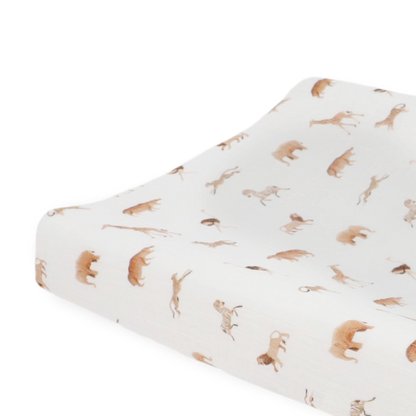 Organic Cotton Muslin Changing Pad Cover - Animal Crackers