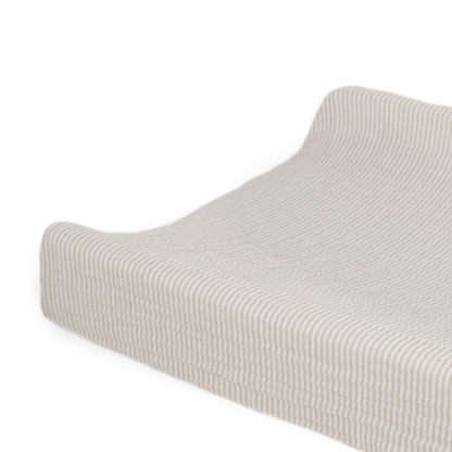 Organic Cotton Muslin Changing Pad Cover - Sand Stripe