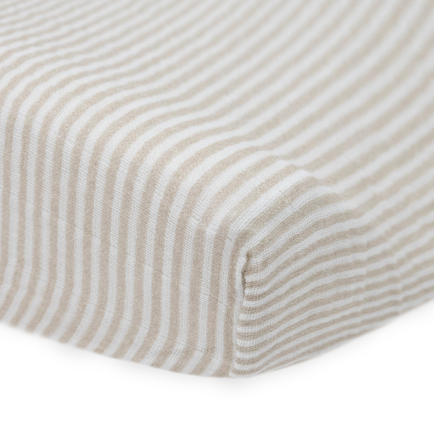 Organic Cotton Muslin Changing Pad Cover - Sand Stripe