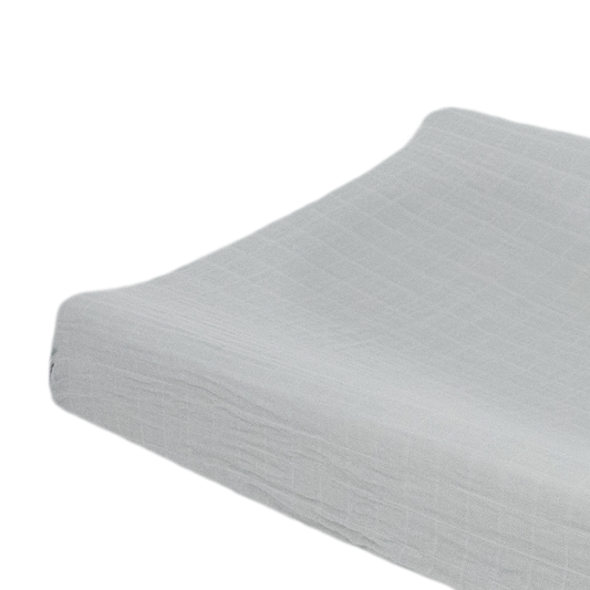 Organic Cotton Muslin Changing Pad Cover - White Sage