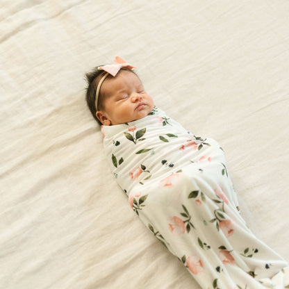 Stretch Knit Swaddle and Hat Set - Watercolor Rose