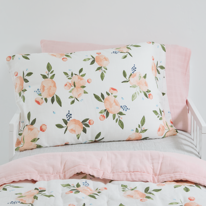 Cotton Muslin Pillowcase 2 Pack - Watercolor Roses Grande