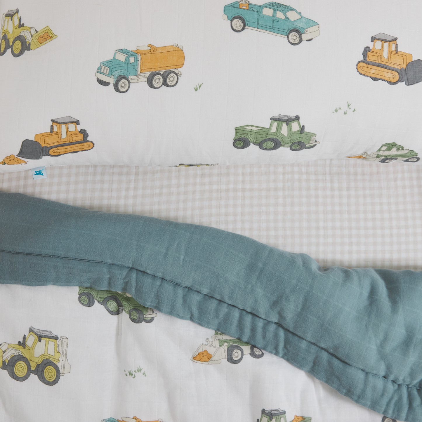 Cotton Muslin Toddler Bedding 3 Piece Set - Work Trucks