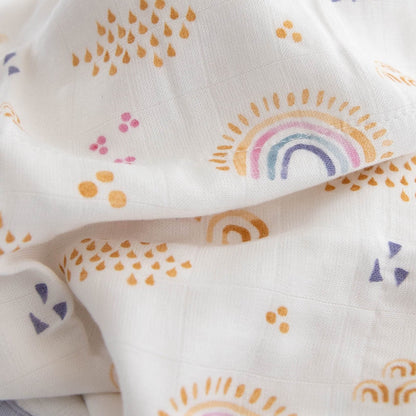 Deluxe Muslin Baby Quilt - Rainbows & Raindrops