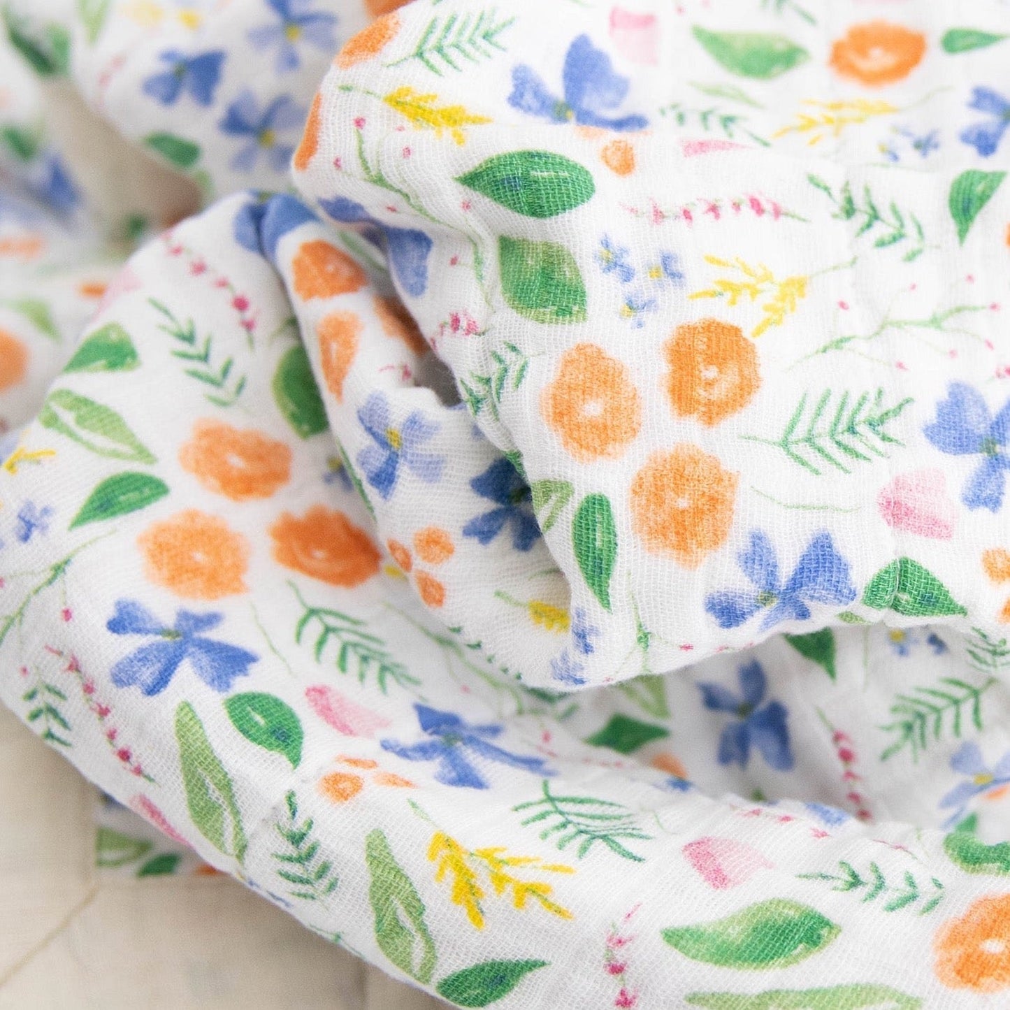 Cotton Muslin Baby Quilt - Mountain Bloom