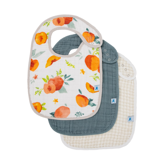 Cotton Muslin Classic Bib 3 Pack - Georgia Peach