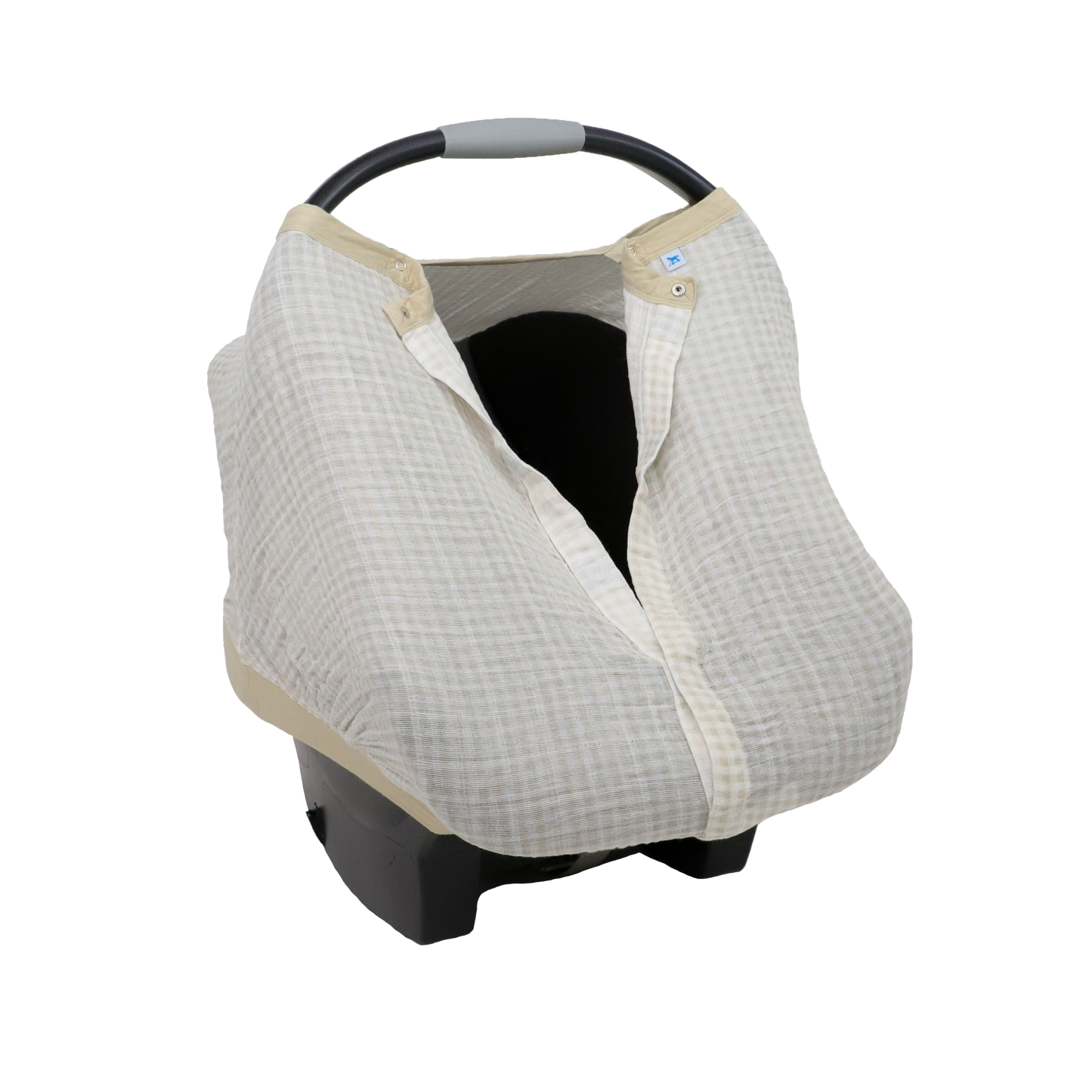 Cotton Muslin Car Seat Canopy - Tan Gingham