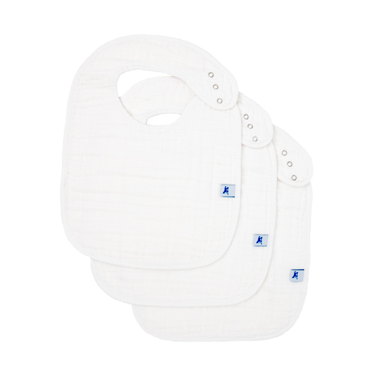 Cotton Muslin Classic Bib 3 Pack - White